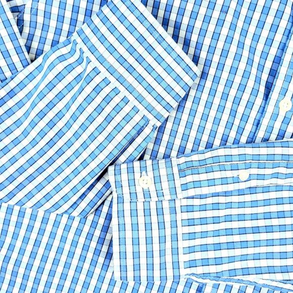 Men's Chaps XXL Easy-Care Long Sleeve Blue Button-Up Shirt - Classic Fit Poplin - Picture 7 of 12